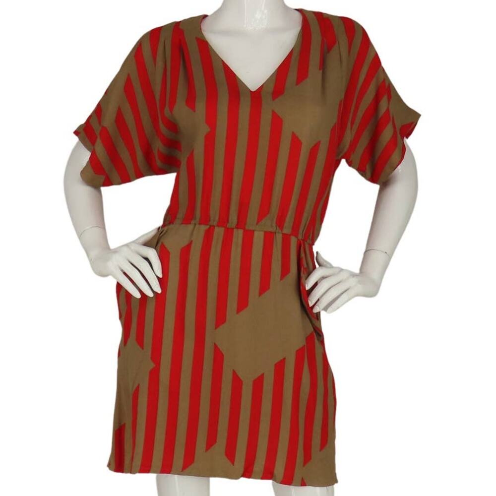 Vintage Mindy Malone Striped Art Mod Retro Mini Dress